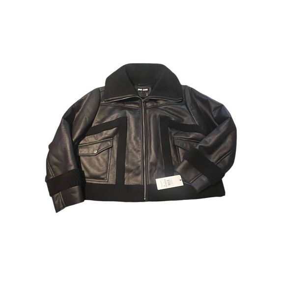 DKNY Women's Black Faux Suede Sherpa Lined Moto Jacket Size 1X - Picture 4 of 10